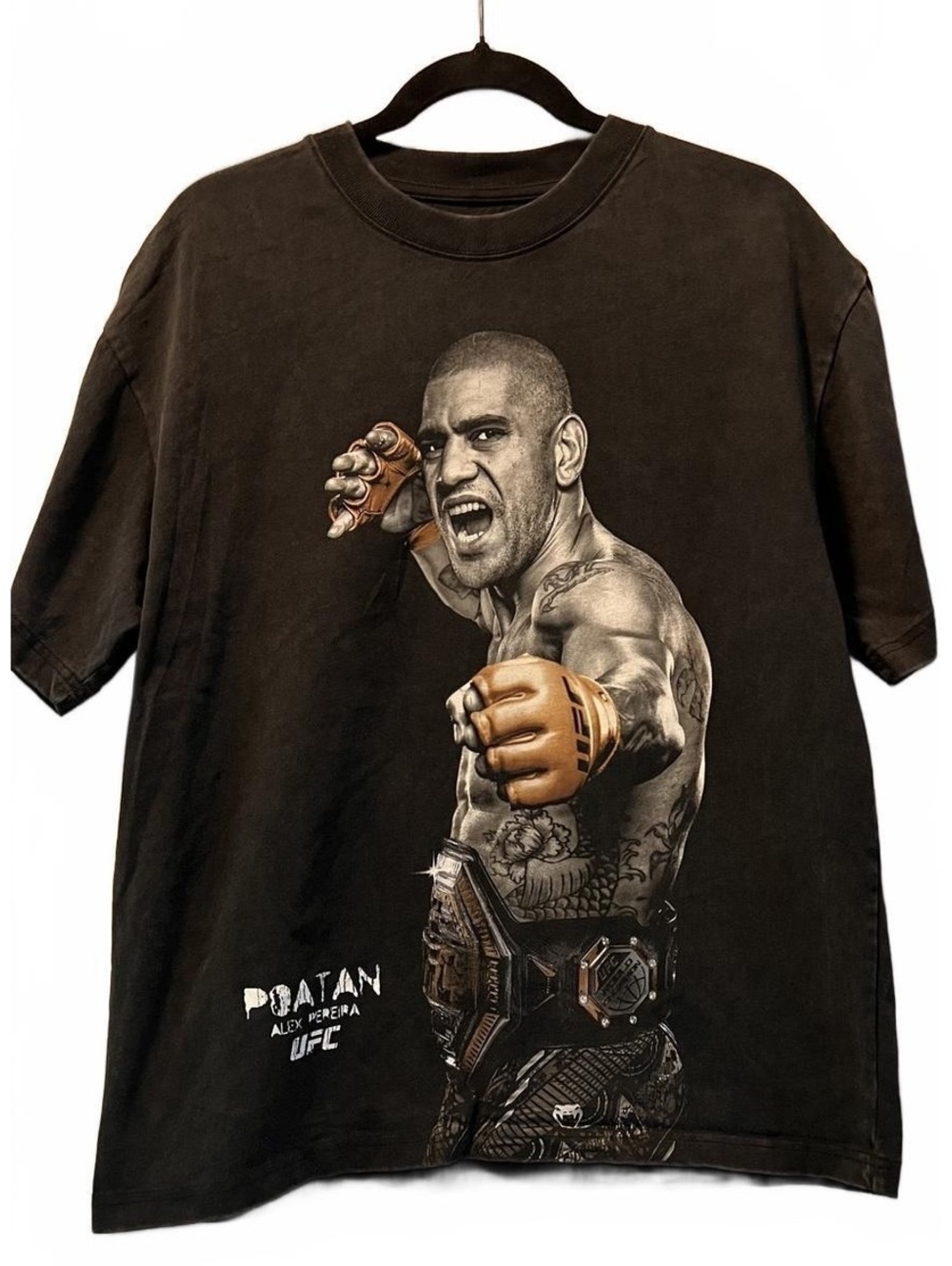 UFC Alex Pereira Poatan Champion Graphic T-Shirt 100% Cotton Size Medium